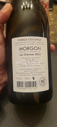 Beaujolais Morgon Famille Collonge Les Charmes 2024