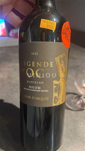 Languedoc og Roussillon Pays d'oc Sieur d'Arques Légende d'OC Marselan 2022