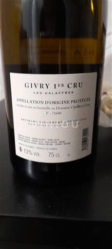 Bourgogne Givry Premier Cru Domaine Cheviller Les Galaffres 2022