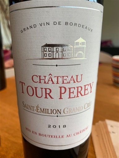 Bordeaux Saint-Émilion Château Tour Perey Grand Cru 2018