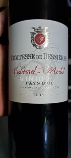Linguadoca e Rossiglione Paese d'Oc Comtesse de Bessières Cabernet-Merlot 2018