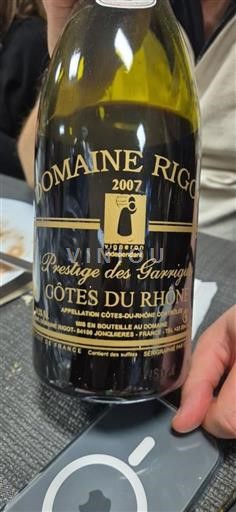 Rhônedalen Côtes du Rhône Domaine Rigot Prestige des Garrigues 2007
