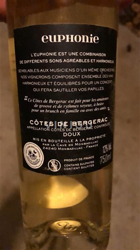 Tây Nam Côtes-de-bergerac Cave de Monbazillac Euphonie 2023