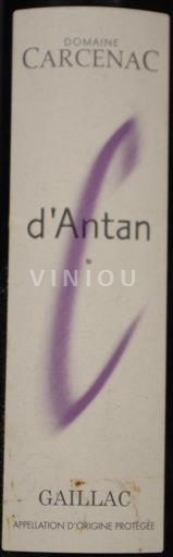 Tây Nam Gaillac Domaine Carcenac d'Antan 2017