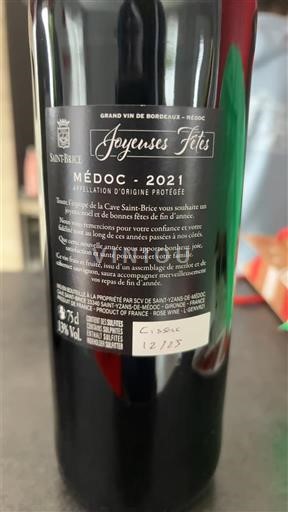 Bordeaux Médoc Cave Saint Brice Joyeuses Fêtes 2021