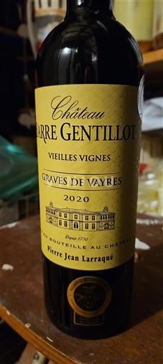 Bordeaux Graves-de-vayres Château Carre Gentillot Vieilles Vignes 2020