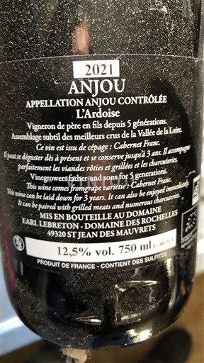 Loiredalen Anjou Domaine S Rochelles L'Ardoise 2021