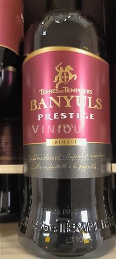 Roussillon Banyuls Terres des Templiers Prestige Rimage 2023