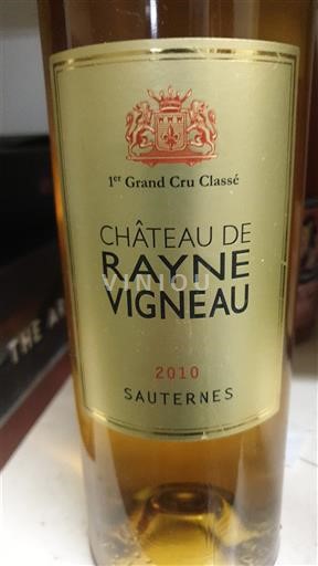 Bordeaux Sauternes Premier Cru Château Rayne Vigneau 2010