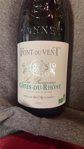 Rượu vang Blanc demi-sec Les Promesses Font du Vent 2022 Pháp Thung lũng Rhône Côtes-du-rhône AOC
