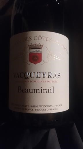Rhônen laakso Vacqueyras Domaine Lagave Beaumirail 2023