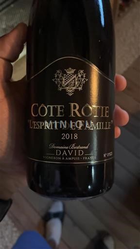 Rhône Valley Côte-Rôtie Domaine Bertrand David L'Esprit de Famille 2018