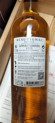 Languedoc ja Roussillon Pays d'Oc Beauvignac Gewurztraminer 2018