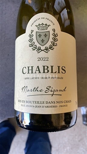 Burgundi Chablis Marthe Sigaud 2022