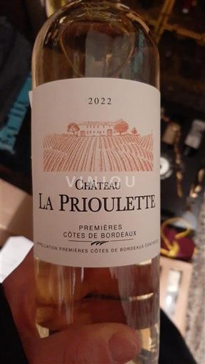 Vine Blanc sec Château La Prioulette 2022 Frankrig Bordeaux Premières Côtes de Bordeaux AOC