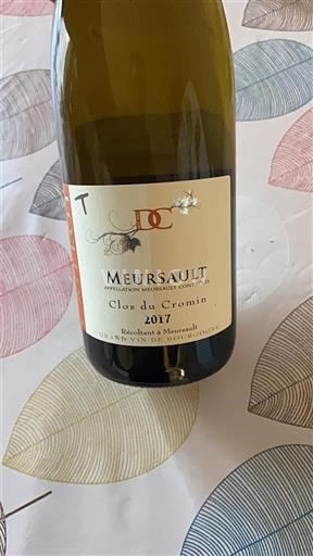 Burgund Meursault Domaine JC Clos du Cromin 2017