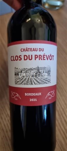 Wijnen Rouge sec Château Clos du Prévôt 2021 Frankrijk Bordeaux AOC