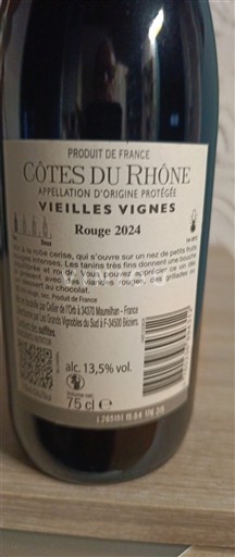 Rhônedalen Côtes du Rhône Les Vignerons du Mont Ventoux Vieilles Vignes 2024