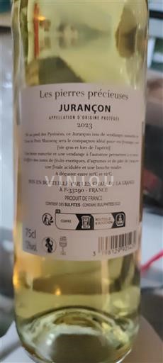 Lounais-Ranska Jurançon Les Chais de la Grange Les pierres précieuses 2023