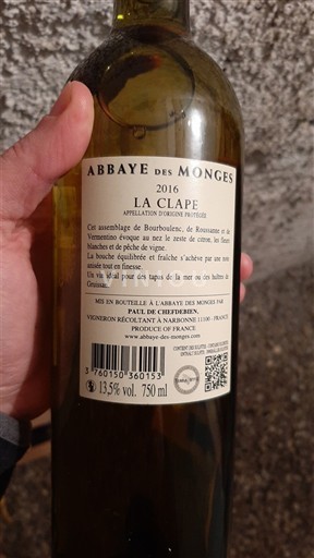 Langvedok La Clape Abbaye des Monges 2016