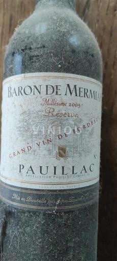 Bordeaux Pauillac Baron de Mermian Réserve 2005
