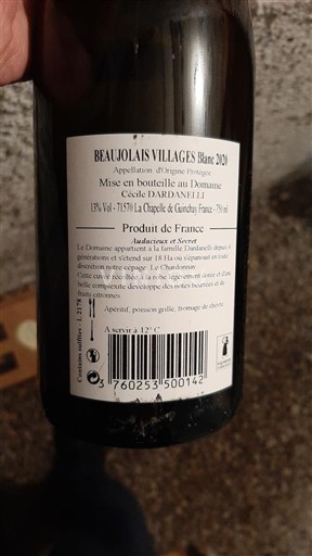Beaujolais Beaujolais Villages Cécile Dardanelli 2020