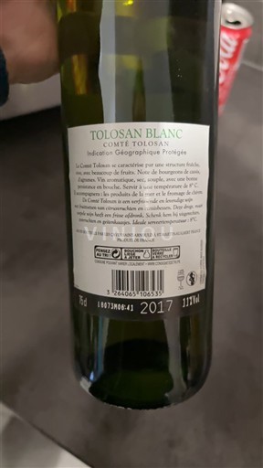 Zuidwest-Frankrijk Comté Tolosan Comté Tolosan Tolosan Blanc 2017