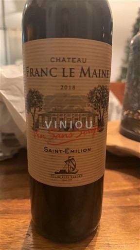 Bordeaux Saint-Émilion Château Franc Le Maine Vin Sans Soufre 2018