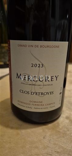 Rượu vang Rouge sec Clos d'Etroyes Domaine Domingos Ferreira Campos 2023 Pháp Bourgogne Mercurey AOC