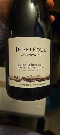 Samppanja JM Sélèque Soliste Pinot Noir Pierry 1er Cru Les Gayères 2017