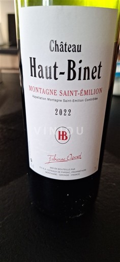 Bordo Montanja Sen Emilion Château Haut-Binet 2022