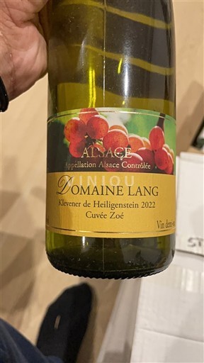 Alsace Klevener-de-heiligenstein Domaine Lang Zoé 2022