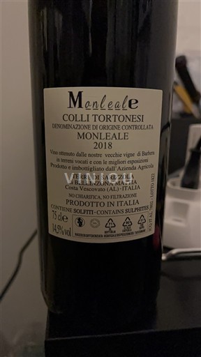 Piedmont Wines Colli Tortonesi Terre di Sarizzola Monleale 2018