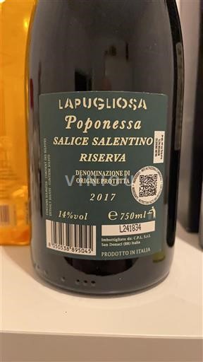 Puglia Salice Salentino Lapugliosa Poponessa 2017