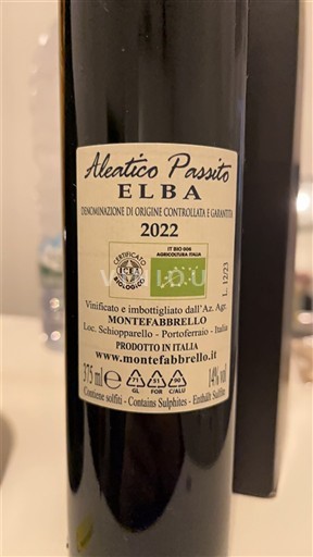 Tuscany Elba Aleatico Passito Montefabbrello Aleatico Passito 2022