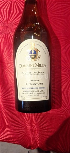 Jura Côtes-du-jura Domaine Millet Printemps 2003