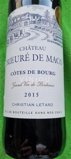 Bordeaux Côtes-de-bourg Château Prieuré de Maco 2015