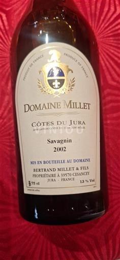 Jura Côtes-du-jura Domaine Millet Savagnin 2002