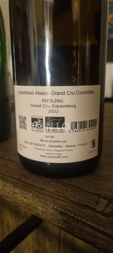 Alsazia Non specificato Grand Cru Zeyssolff Grand Cru Zotzenberg 2022