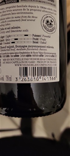 Rhônevallei Costières de Nîmes Espinas Niet-geïntegreerd