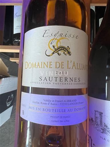 Bordeaux Sauternes Domaine L'Alliance Esquisse 2010