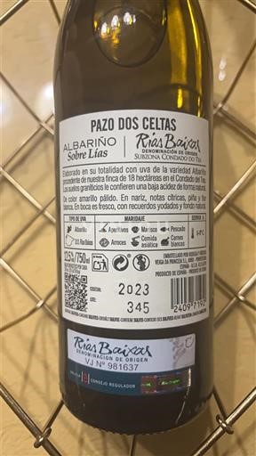 Galicia Rías Baixas Pazo dos Celtas Albariño Sobre Lías 2023