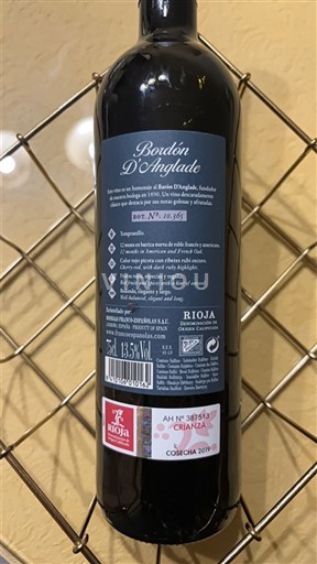 La Rioja Rioja Bordón D'Anglade Crianza 2018