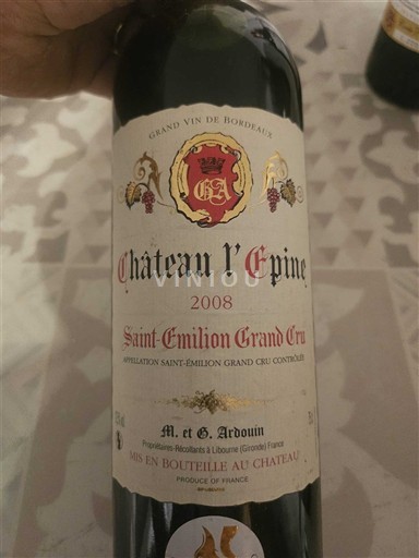 Bordeaux Saint-Émilion Grand Cru Grand Cru Château L'Épine 2008