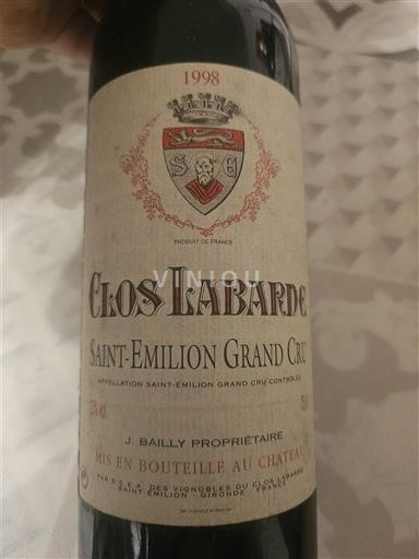 Bordeaux Saint-Émilion Grand Cru Grand Cru Clos Labarde 1998