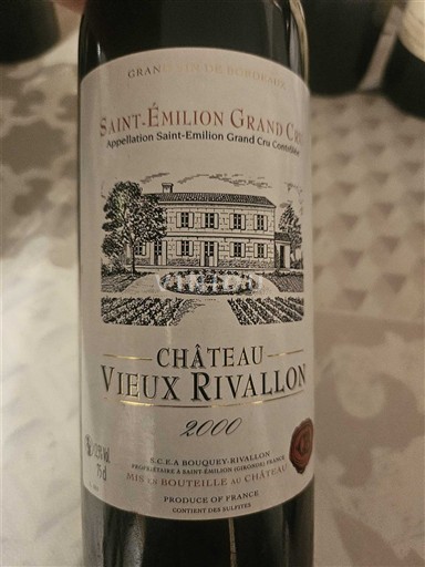 Bordeaux Saint-Émilion Grand Cru Grand Cru Château Vieux Rivallon 2000