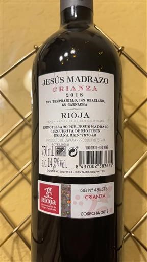 La Rioja rioja Jesús Madrazo Crianza 2018