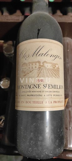 Burdeos Montagne-Saint-Émilion Clos Malengin 1988