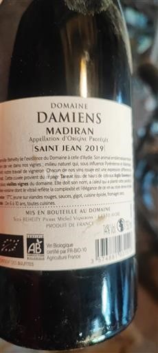 Tây Nam Madiran Domaine Damiens Saint Jean 2019
