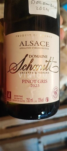 Alsace Domaine Schmitt Arlette & Gérard 2023